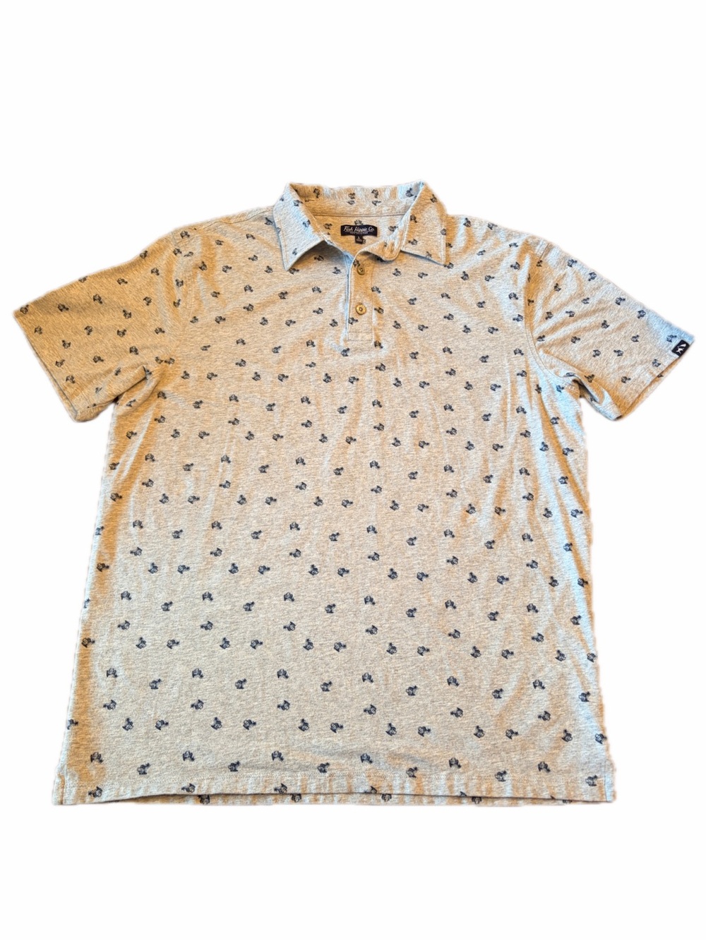 Men's Beige Polo with Navy Micro Print